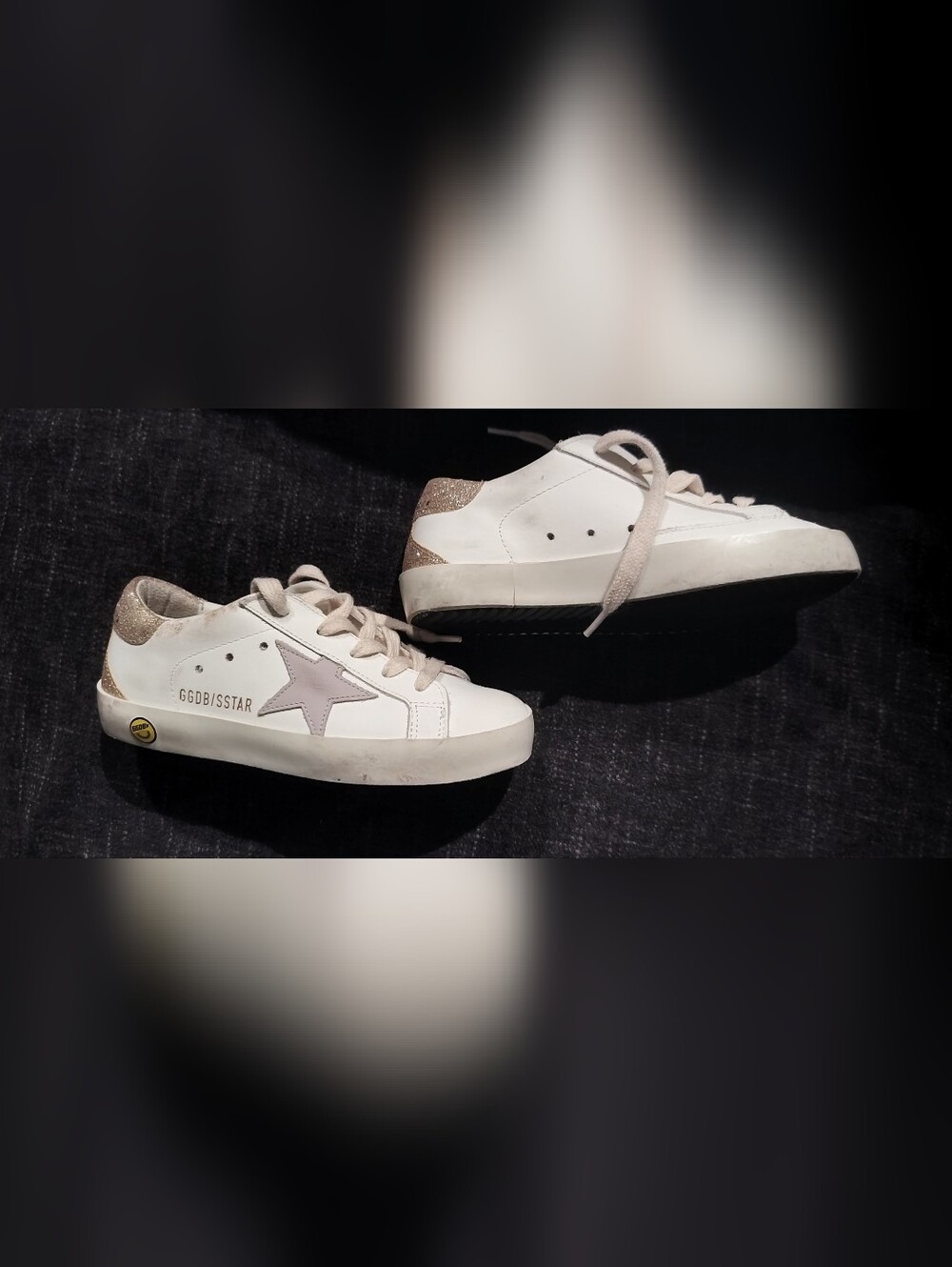 Golden Goose Kids White Sneakers with Pink Insole and Gold Heel